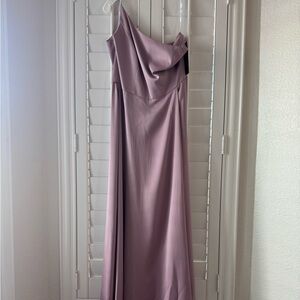 David’s Bridal Crepe Back Satin One-Shoulder - Size 14 - Color Quartz